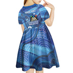 Darts NAIDOC Week 2026 Personalised Kid Short Sleeve Dress Australia Flag Kangaroo Dhari Aboriginal Art