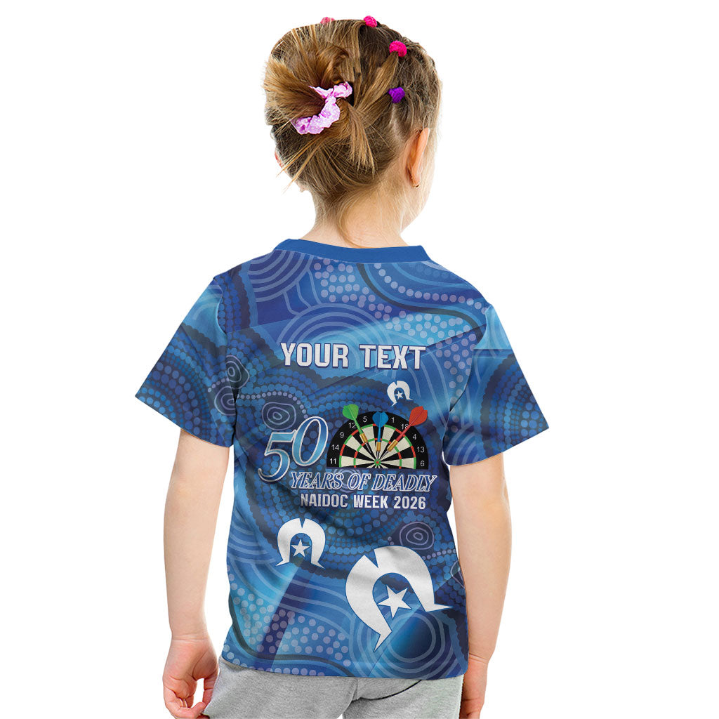 Darts NAIDOC Week 2026 Personalised Kid T Shirt Australia Flag Kangaroo Dhari Aboriginal Art
