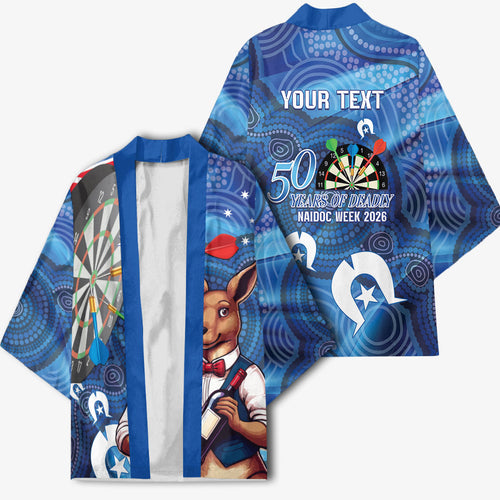 Darts NAIDOC Week 2026 Personalised Kimono Australia Flag Kangaroo Dhari Aboriginal Art