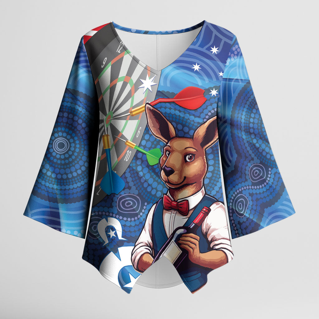 Darts NAIDOC Week 2026 Personalised Kimono Sleeve Blouse Australia Flag Kangaroo Dhari Aboriginal Art