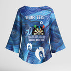 Darts NAIDOC Week 2026 Personalised Kimono Sleeve Blouse Australia Flag Kangaroo Dhari Aboriginal Art