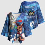 Darts NAIDOC Week 2026 Personalised Kimono Sleeve Blouse Australia Flag Kangaroo Dhari Aboriginal Art