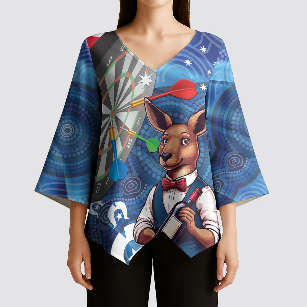 Darts NAIDOC Week 2026 Personalised Kimono Sleeve Blouse Australia Flag Kangaroo Dhari Aboriginal Art