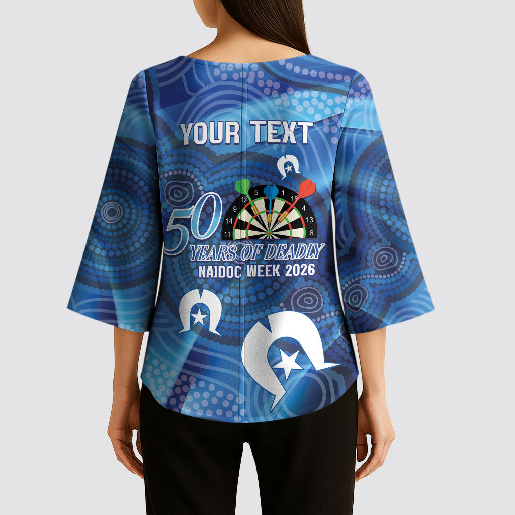 Darts NAIDOC Week 2026 Personalised Kimono Sleeve Blouse Australia Flag Kangaroo Dhari Aboriginal Art