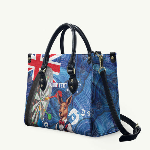 Darts NAIDOC Week 2026 Personalised Leather Bag Australia Flag Kangaroo Dhari Aboriginal Art