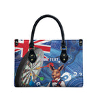 Darts NAIDOC Week 2026 Personalised Leather Bag Australia Flag Kangaroo Dhari Aboriginal Art