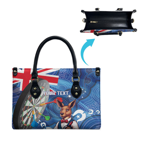 Darts NAIDOC Week 2026 Personalised Leather Bag Australia Flag Kangaroo Dhari Aboriginal Art