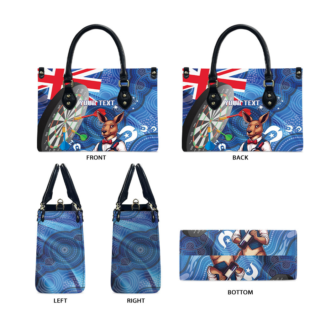 Darts NAIDOC Week 2026 Personalised Leather Bag Australia Flag Kangaroo Dhari Aboriginal Art