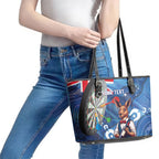 Darts NAIDOC Week 2026 Personalised Leather Tote Bag Australia Flag Kangaroo Dhari Aboriginal Art