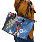 Darts NAIDOC Week 2026 Personalised Leather Tote Bag Australia Flag Kangaroo Dhari Aboriginal Art