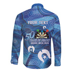 Darts NAIDOC Week 2026 Personalised Long Sleeve Button Shirt Australia Flag Kangaroo Dhari Aboriginal Art