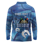 Darts NAIDOC Week 2026 Personalised Long Sleeve Polo Shirt Australia Flag Kangaroo Dhari Aboriginal Art