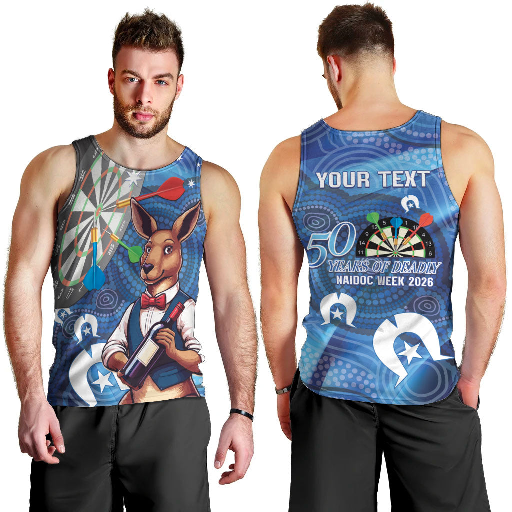 Darts NAIDOC Week 2026 Personalised Men Tank Top Australia Flag Kangaroo Dhari Aboriginal Art