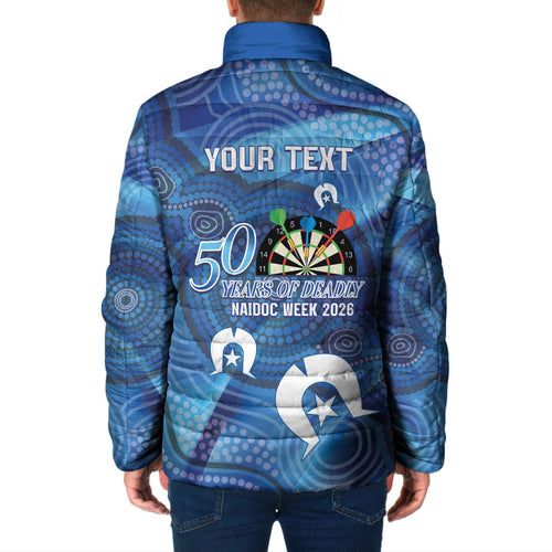 Darts NAIDOC Week 2026 Personalised Padded Jacket Australia Flag Kangaroo Dhari Aboriginal Art