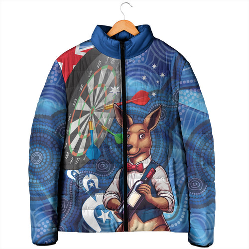 Darts NAIDOC Week 2026 Personalised Padded Jacket Australia Flag Kangaroo Dhari Aboriginal Art