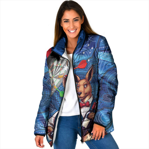 Darts NAIDOC Week 2026 Personalised Padded Jacket Australia Flag Kangaroo Dhari Aboriginal Art