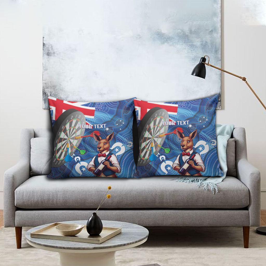Darts NAIDOC Week 2026 Personalised Pillow Cover Australia Flag Kangaroo Dhari Aboriginal Art
