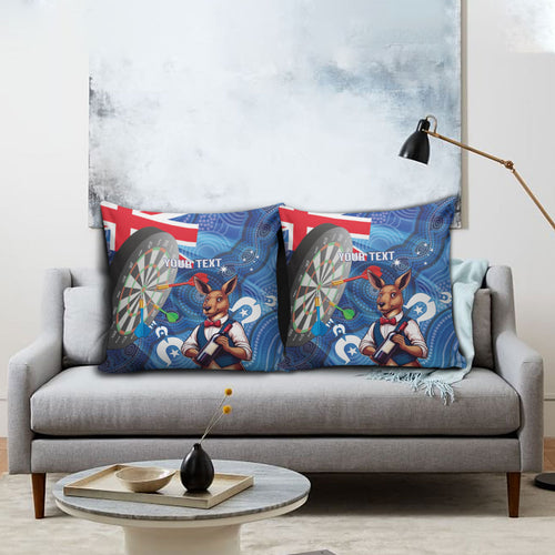 Darts NAIDOC Week 2026 Personalised Pillow Cover Australia Flag Kangaroo Dhari Aboriginal Art