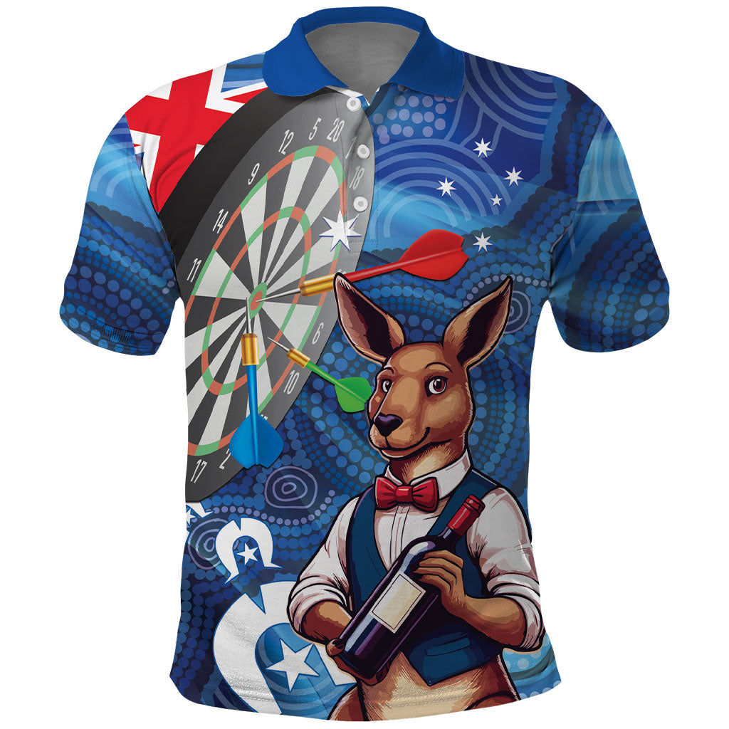 Darts NAIDOC Week 2026 Personalised Polo Shirt Australia Flag Kangaroo Dhari Aboriginal Art