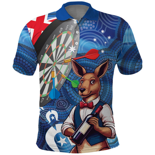 Darts NAIDOC Week 2026 Personalised Polo Shirt Australia Flag Kangaroo Dhari Aboriginal Art