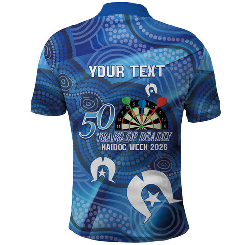 Darts NAIDOC Week 2026 Personalised Polo Shirt Australia Flag Kangaroo Dhari Aboriginal Art
