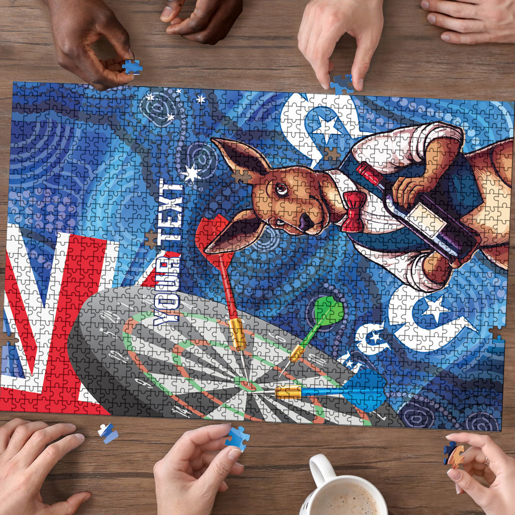 Darts NAIDOC Week 2026 Personalised Puzzle Australia Flag Kangaroo Dhari Aboriginal Art