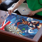 Darts NAIDOC Week 2026 Personalised Puzzle Australia Flag Kangaroo Dhari Aboriginal Art