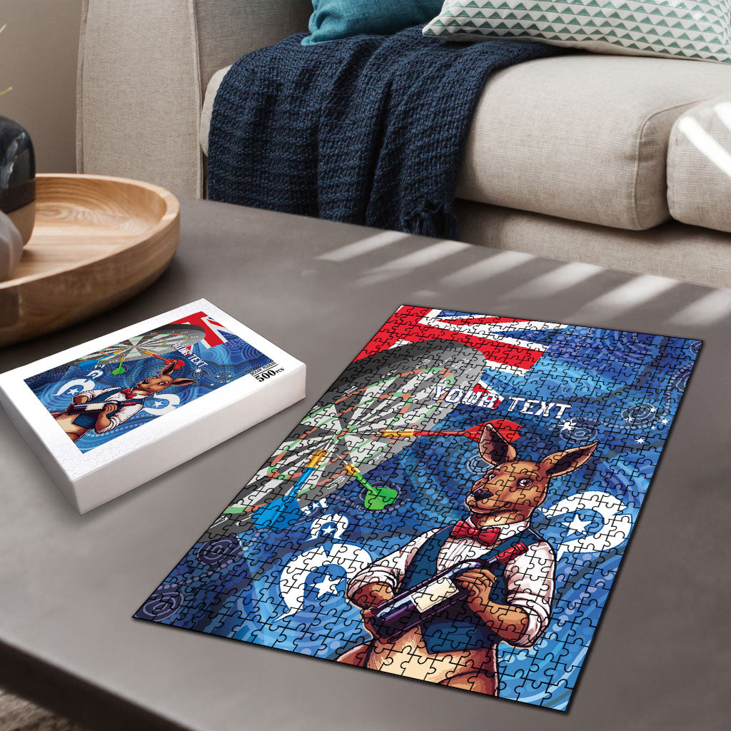 Darts NAIDOC Week 2026 Personalised Puzzle Australia Flag Kangaroo Dhari Aboriginal Art