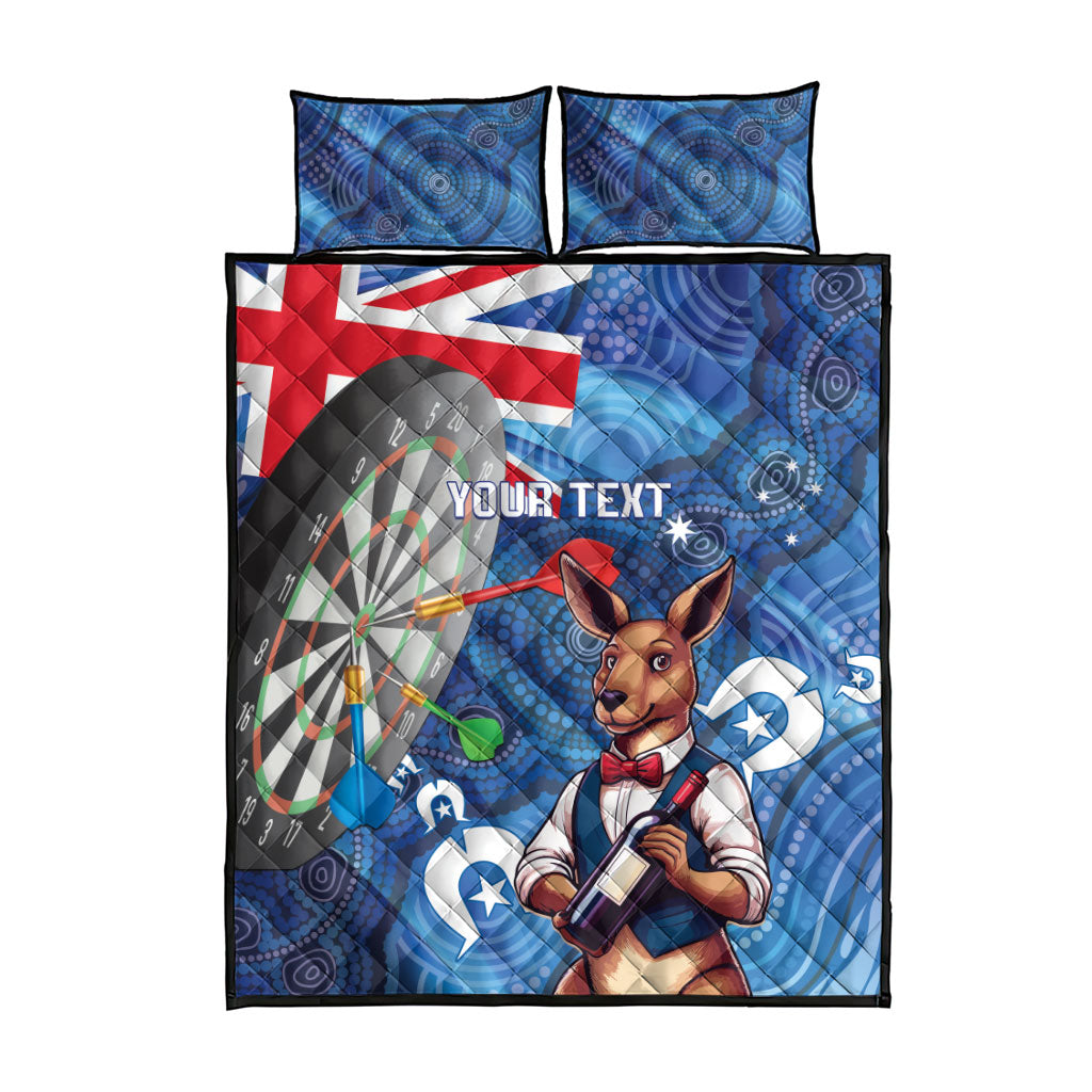 Darts NAIDOC Week 2026 Personalised Quilt Bed Set Australia Flag Kangaroo Dhari Aboriginal Art
