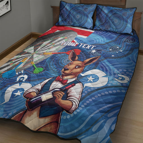 Darts NAIDOC Week 2026 Personalised Quilt Bed Set Australia Flag Kangaroo Dhari Aboriginal Art