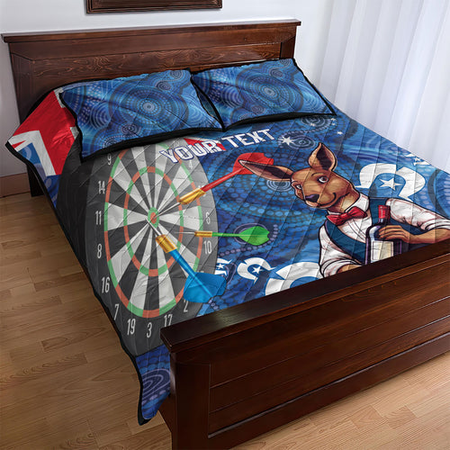 Darts NAIDOC Week 2026 Personalised Quilt Bed Set Australia Flag Kangaroo Dhari Aboriginal Art