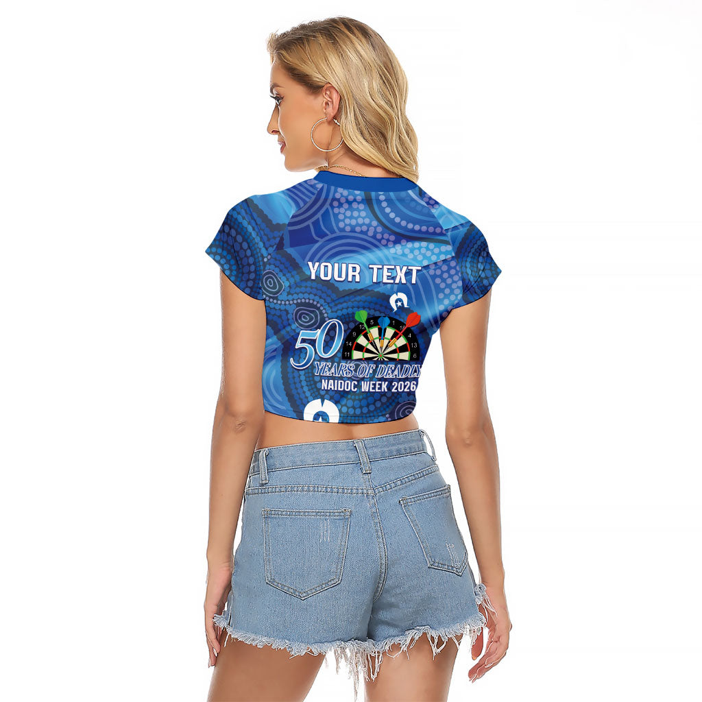 Darts NAIDOC Week 2026 Personalised Raglan Cropped T Shirt Australia Flag Kangaroo Dhari Aboriginal Art