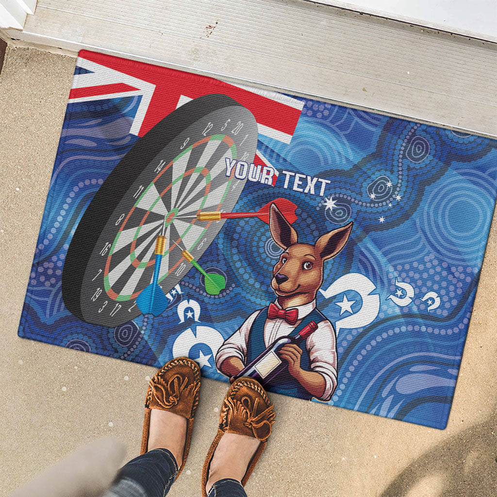 Darts NAIDOC Week 2026 Personalised Rubber Doormat Australia Flag Kangaroo Dhari Aboriginal Art