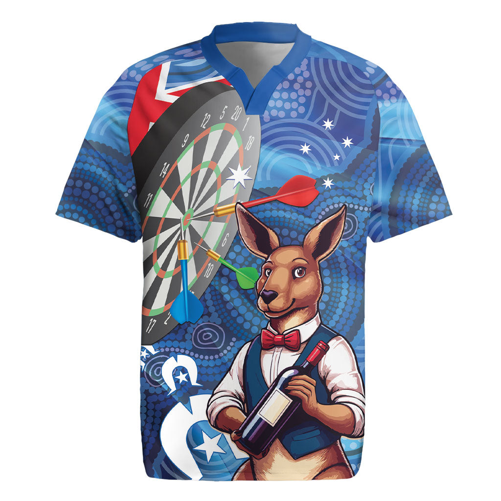 Darts NAIDOC Week 2026 Personalised Rugby Jersey Australia Flag Kangaroo Dhari Aboriginal Art