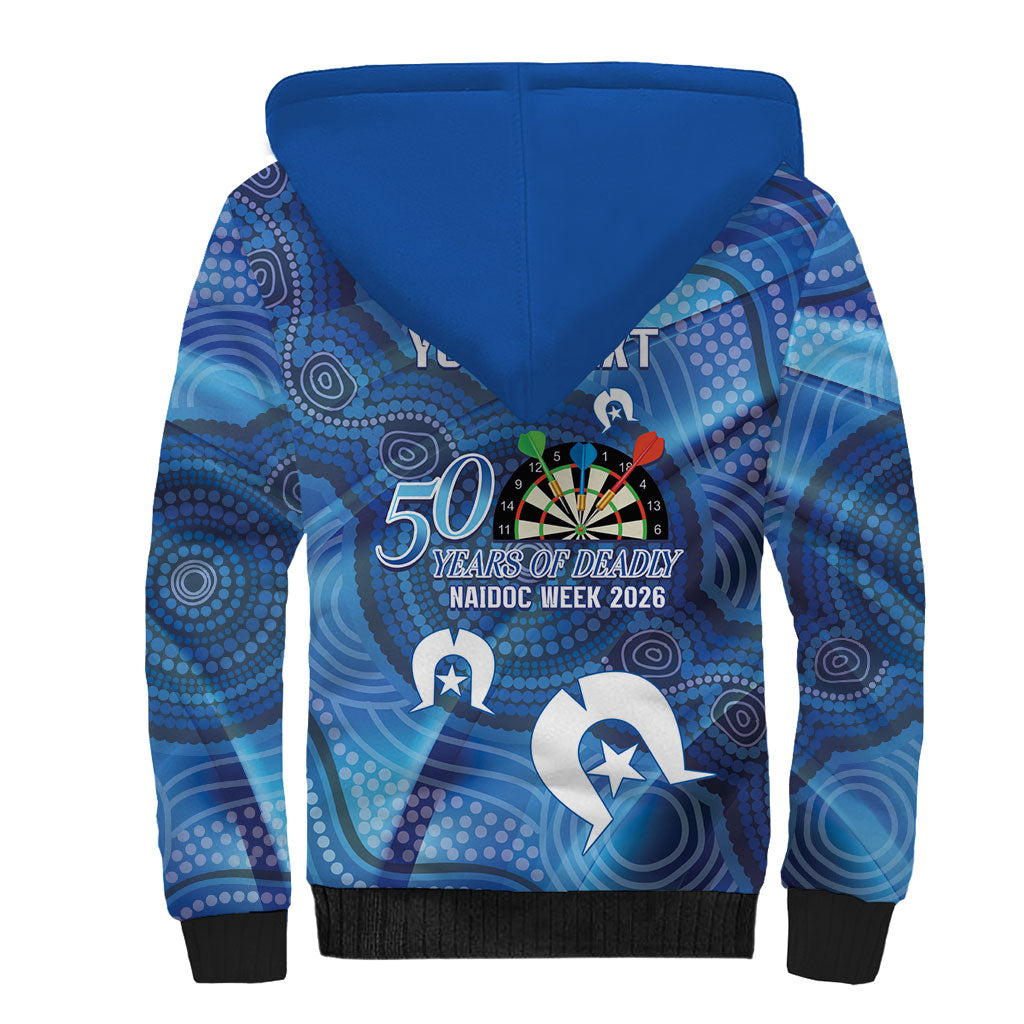 Darts NAIDOC Week 2026 Personalised Sherpa Hoodie Australia Flag Kangaroo Dhari Aboriginal Art