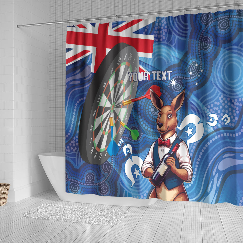Darts NAIDOC Week 2026 Personalised Shower Curtain Australia Flag Kangaroo Dhari Aboriginal Art