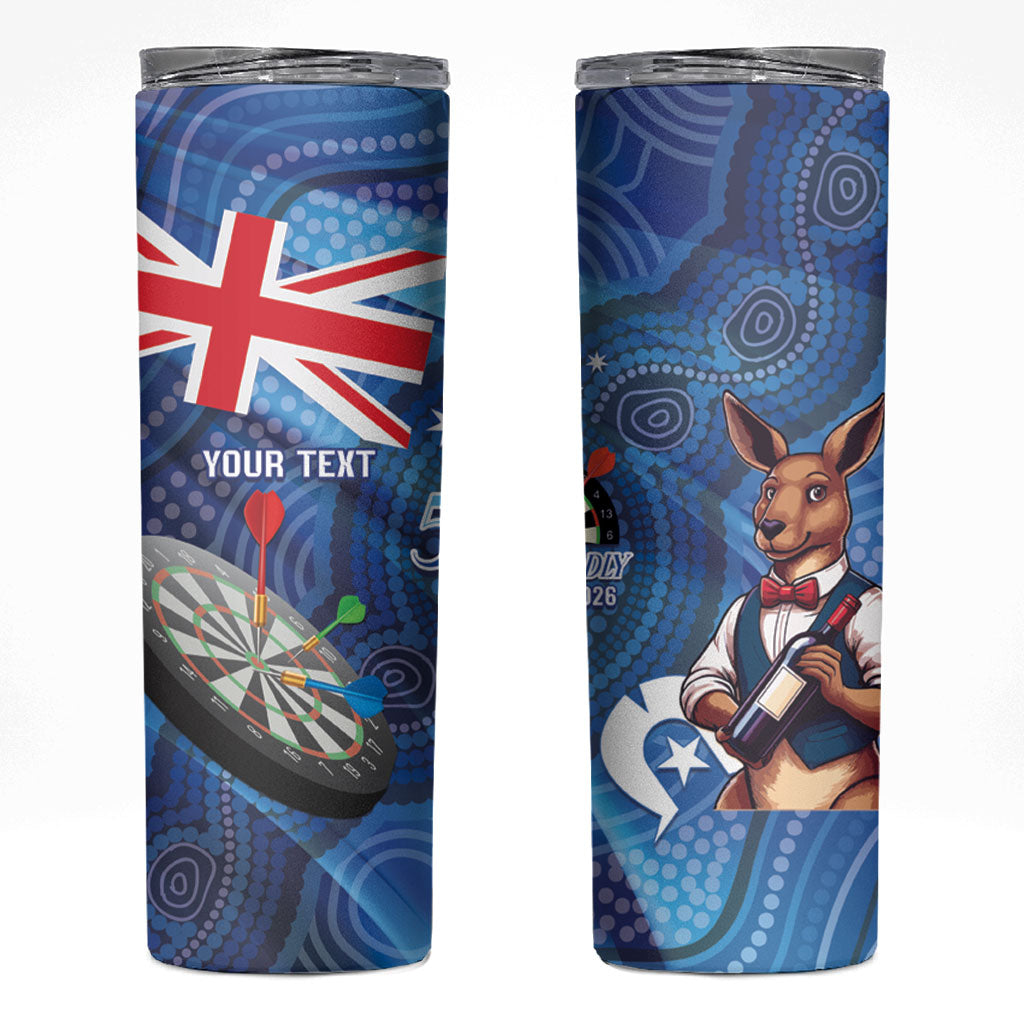 Darts NAIDOC Week 2026 Personalised Skinny Tumbler Australia Flag Kangaroo Dhari Aboriginal Art
