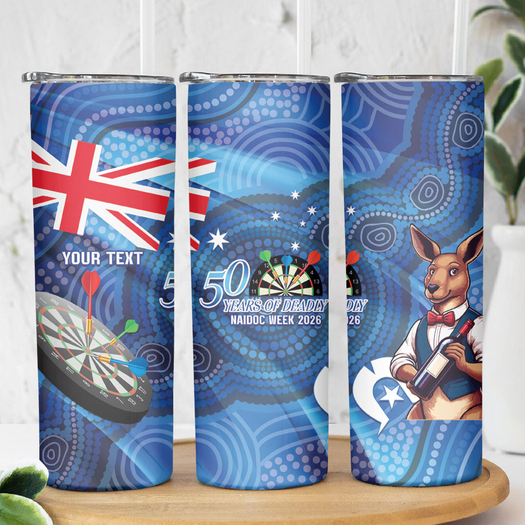 Darts NAIDOC Week 2026 Personalised Skinny Tumbler Australia Flag Kangaroo Dhari Aboriginal Art