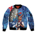 Darts NAIDOC Week 2026 Personalised Sleeve Zip Bomber Jacket Australia Flag Kangaroo Dhari Aboriginal Art