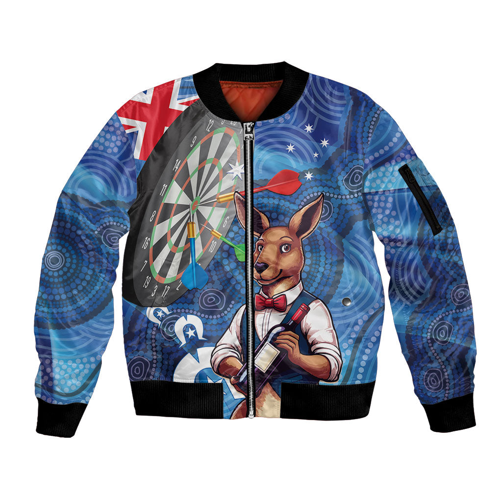 Darts NAIDOC Week 2026 Personalised Sleeve Zip Bomber Jacket Australia Flag Kangaroo Dhari Aboriginal Art
