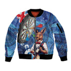 Darts NAIDOC Week 2026 Personalised Sleeve Zip Bomber Jacket Australia Flag Kangaroo Dhari Aboriginal Art