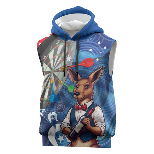Darts NAIDOC Week 2026 Personalised Sleeveless Hoodie Australia Flag Kangaroo Dhari Aboriginal Art