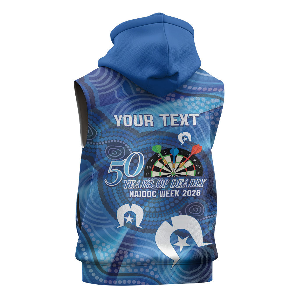 Darts NAIDOC Week 2026 Personalised Sleeveless Hoodie Australia Flag Kangaroo Dhari Aboriginal Art