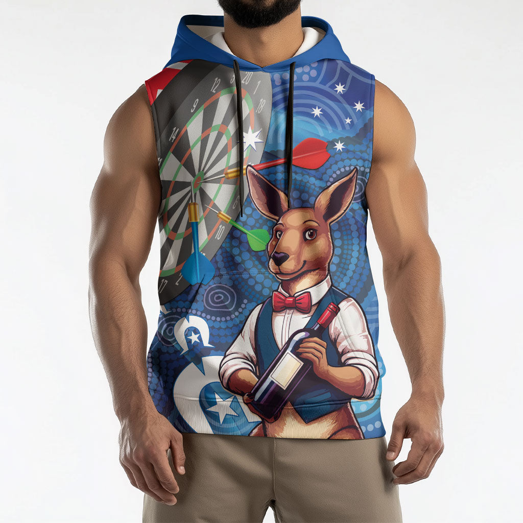 Darts NAIDOC Week 2026 Personalised Sleeveless Hoodie Australia Flag Kangaroo Dhari Aboriginal Art
