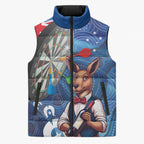 Darts NAIDOC Week 2026 Personalised Sleeveless Puffer Jacket Australia Flag Kangaroo Dhari Aboriginal Art
