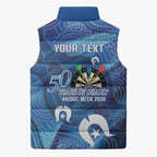 Darts NAIDOC Week 2026 Personalised Sleeveless Puffer Jacket Australia Flag Kangaroo Dhari Aboriginal Art