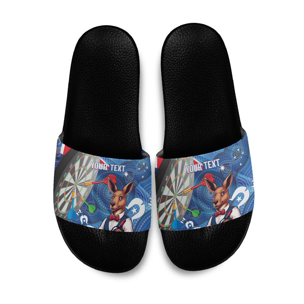 Darts NAIDOC Week 2026 Personalised Slide Sandals Australia Flag Kangaroo Dhari Aboriginal Art