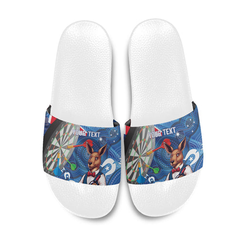 Darts NAIDOC Week 2026 Personalised Slide Sandals Australia Flag Kangaroo Dhari Aboriginal Art