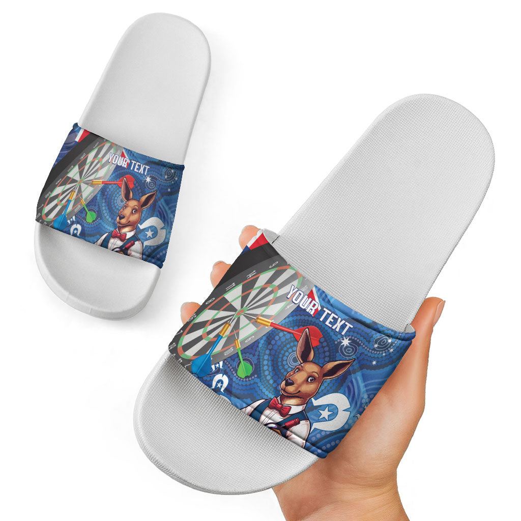 Darts NAIDOC Week 2026 Personalised Slide Sandals Australia Flag Kangaroo Dhari Aboriginal Art