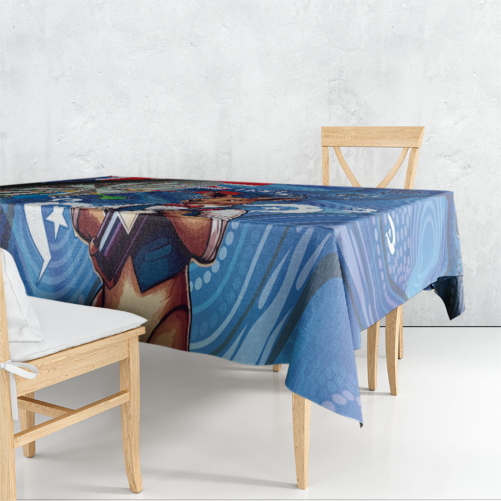 Darts NAIDOC Week 2026 Personalised Tablecloth Australia Flag Kangaroo Dhari Aboriginal Art